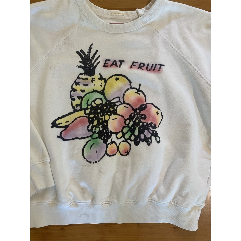 MOTHER The Concert Eat Fruit White Sweatshirt Women Size Small Graphic Pullover - Picture 5 of 12